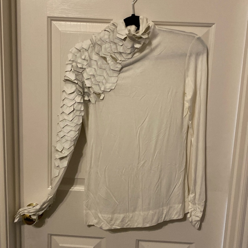 Cotton long sleeve shirt with leather detail